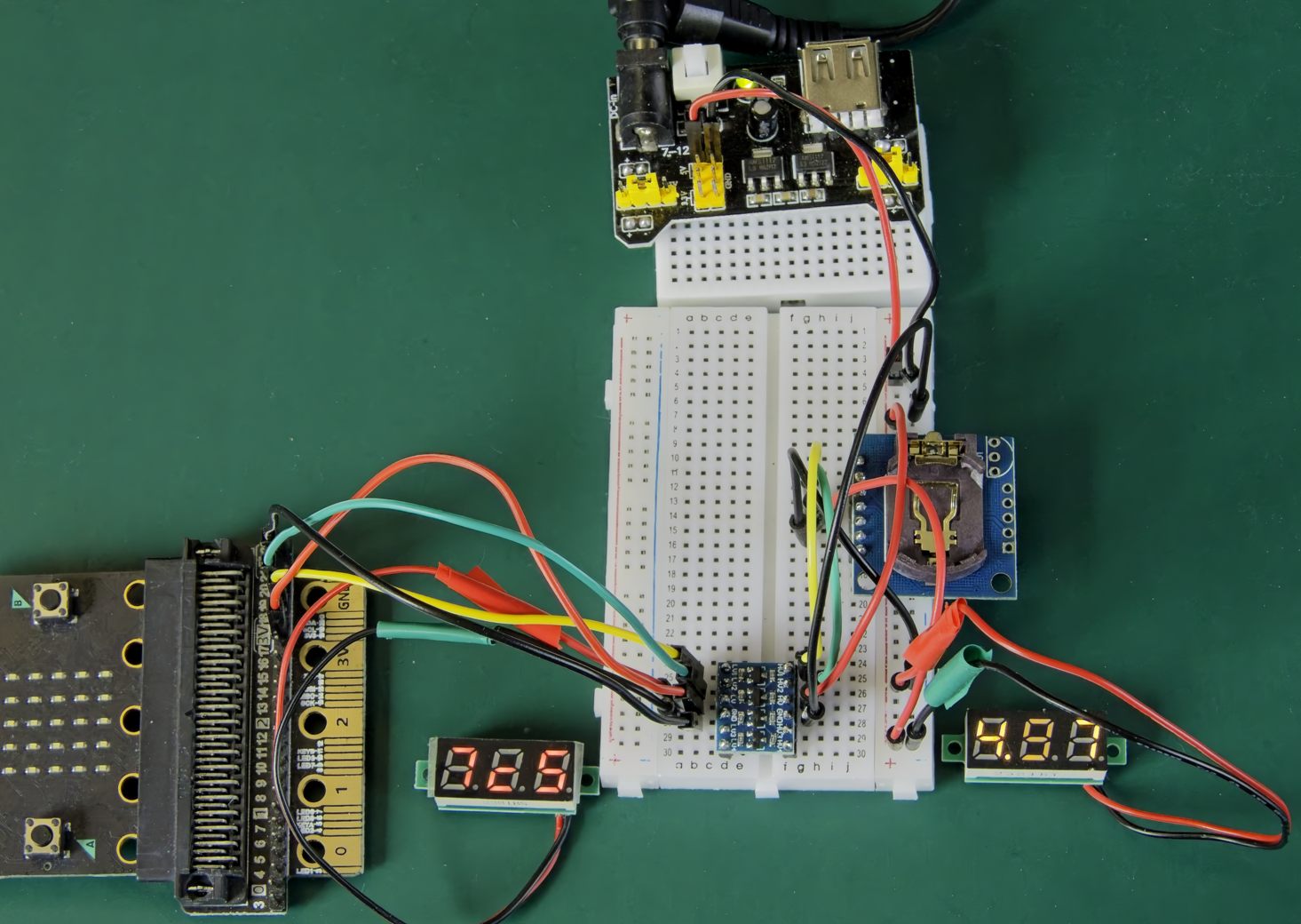 MB102 power supply module plugged into a breadboard