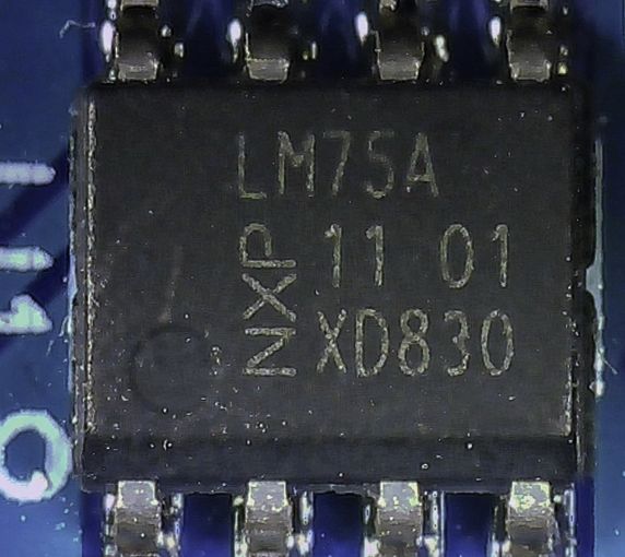 Micrograph of LM75A breakout board using the NXP chip