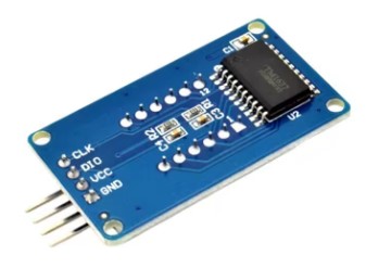 7-segment LED 4-digit display controlled with the TM1637 LED driver; front side