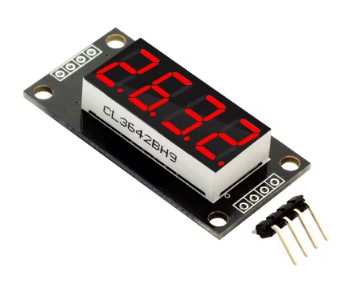 7-segment LED 4-digit display controlled with the TM1637 LED driver; front side