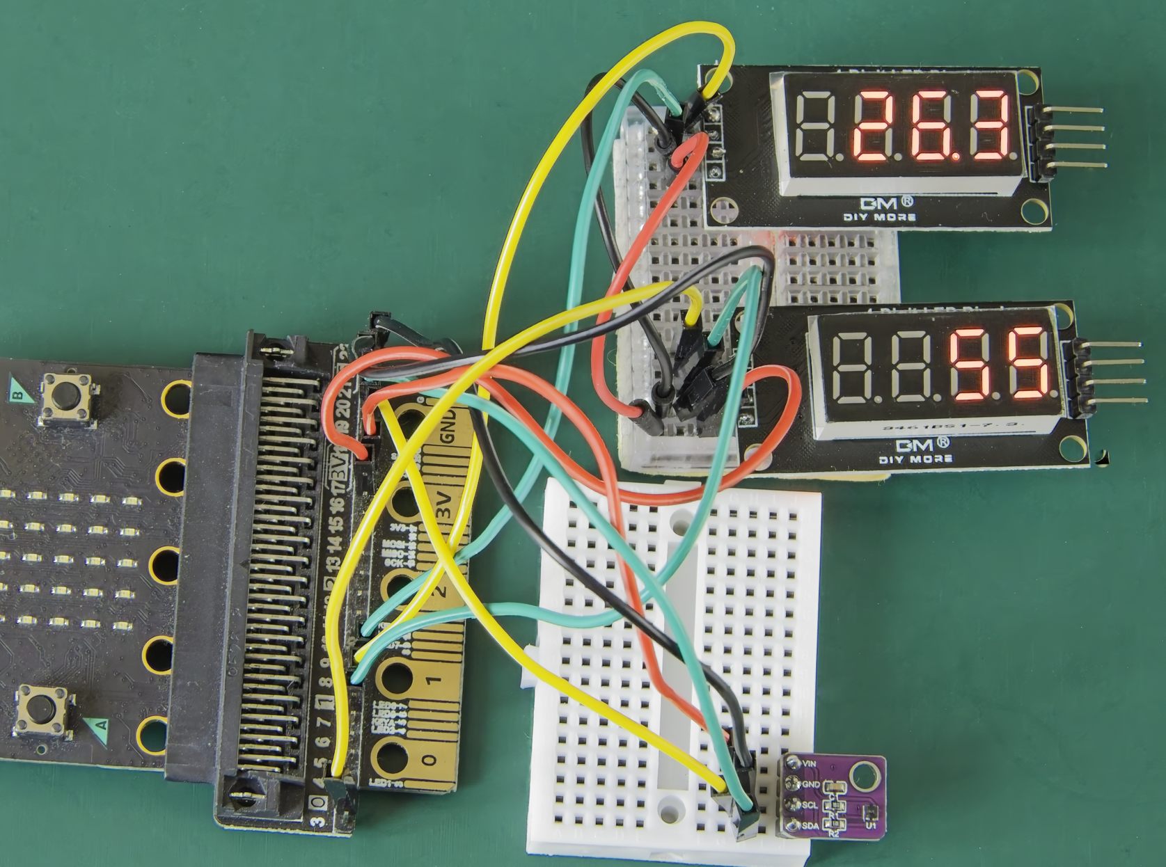 SHT40 sensor and TCA9548A I2C multiplexer with AHT30 and AHT20 sensors attached