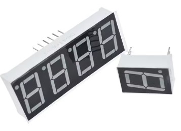 Two x 7-segment LED displays. One is 1-digit and the other is 4-digits.