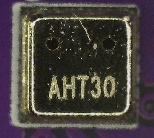 Micrograph of the AHT30 chip on a breakout board