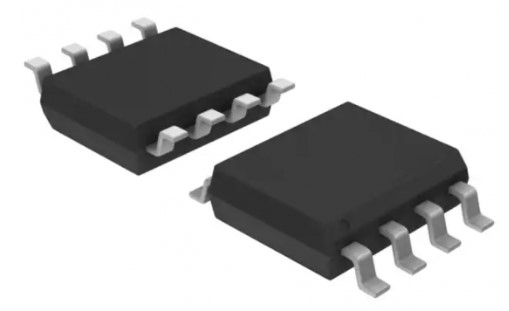 LM75A chip, two images; one showing the top and the other showing the bottom view of the chip